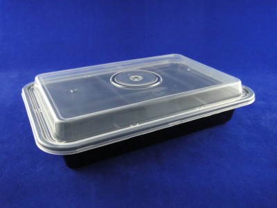 868-28 PP Rectangular Black/White Container 